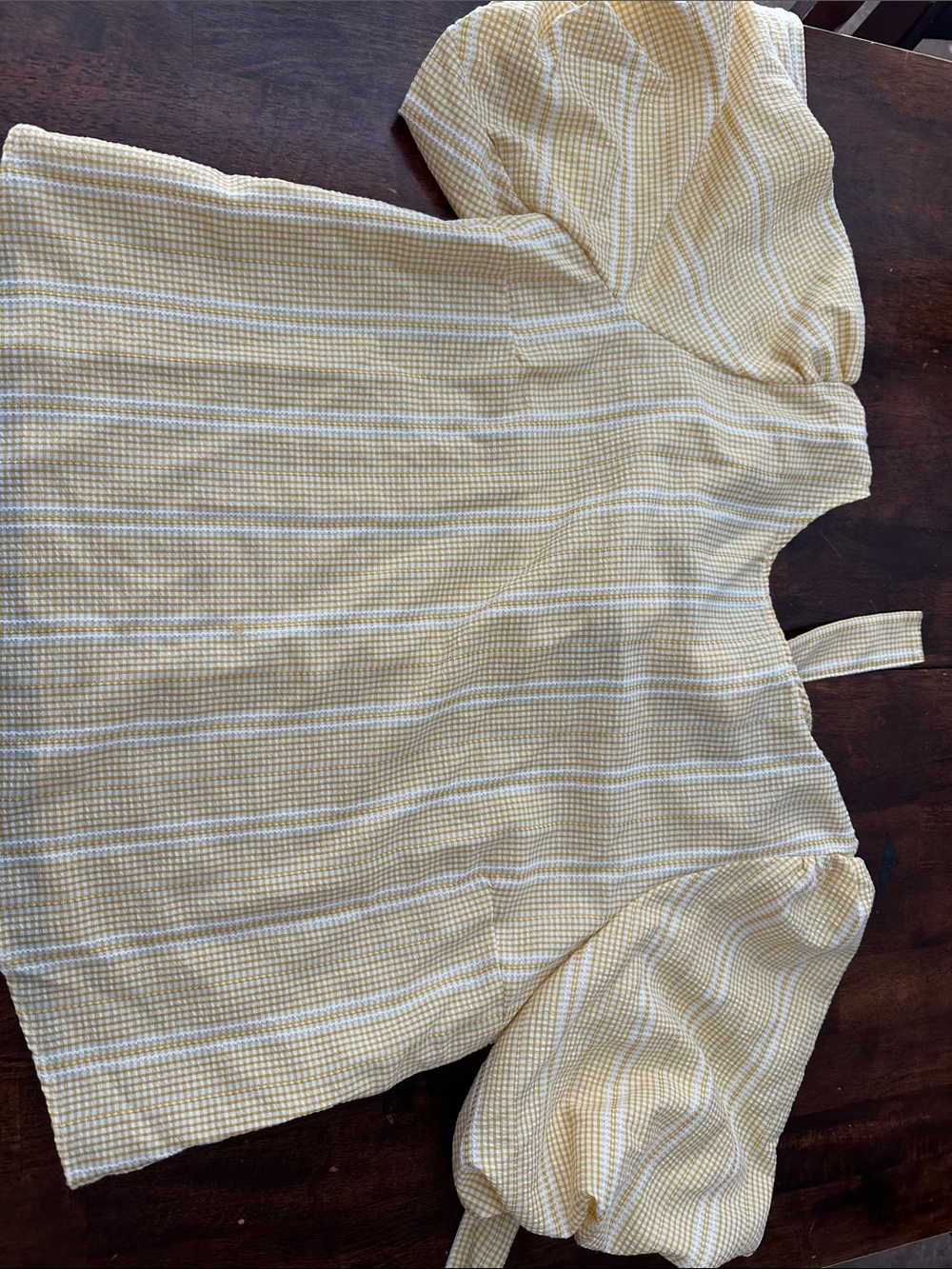 Women’s Yellow Stripe Casual blouse with two elegant ties at the back